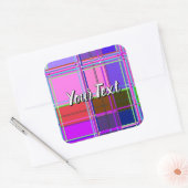 Roze tartan stofpatroon stof Madras Vierkante Sticker (Envelop)