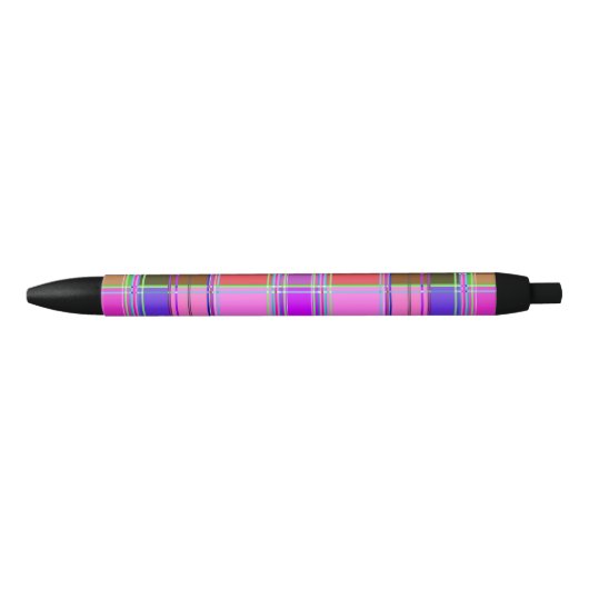 Roze tartan stofpatroon stof Madras Zwarte Inkt Pen (Voorkant)