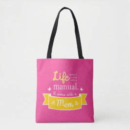 Roze tas met een citaat voor mama
