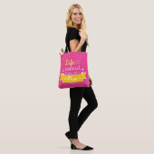 Roze tas met een citaat voor mama (Op model)
