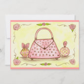 Roze Tas Verjaardagsfeest Uitnodigingen (Voorkant)