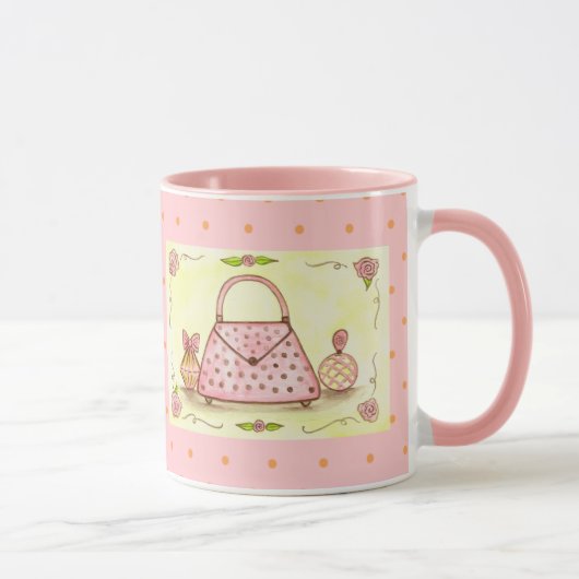Roze Tasje Parfumfles Koffiemok Mok (Rechts)