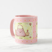 Roze Tasje Parfumfles Koffiemok Mok (Voorkant links)