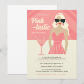 Roze-tastische Cocktail Party Verjaardag Kaart (Voorkant / Achterkant)