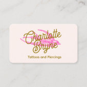 Roze Tattoo Artiest Retro Swallow Visitekaartje (Voorkant)