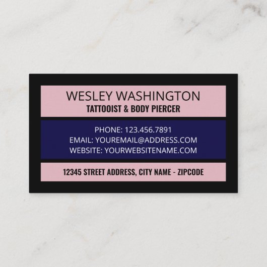 Roze Tattoo van de schedel, tatoïst en borst Visitekaartje (Achterkant)