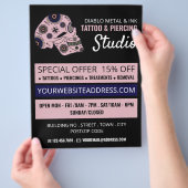 Roze Tattoo van de schedel, Tattoo & body Piercing Flyer (Hand)
