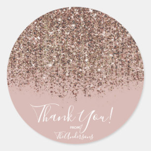 Roze Taupe Brons Goud Glitter Glam Feest Favoriet Ronde Sticker