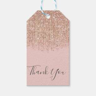 Roze Taupe Brons Goud Glitter Glam Party Favor Cadeaulabel