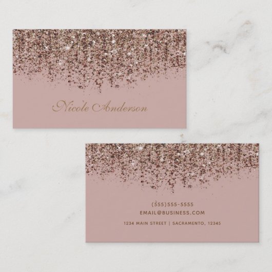 Roze Taupe Brons Gouden Glitter Glam Visitekaartje (Voorkant / Achterkant)