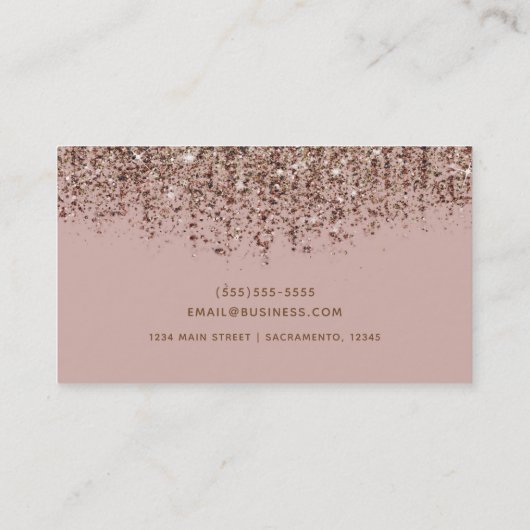 Roze Taupe Brons Gouden Glitter Glam Visitekaartje (Achterkant)