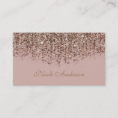 Roze Taupe Brons Gouden Glitter Glam Visitekaartje (Voorkant)
