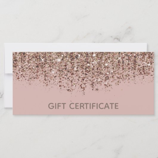 Roze Taupe Brons Gouden Glitters Giftcertificaat (Voorkant)