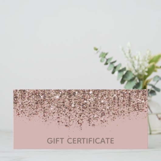 Roze Taupe Bronze Gold Glitter Cadeaubon (Staand voorkant)