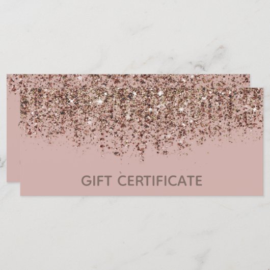 Roze Taupe Bronze Gold Glitter Cadeaubon (Voorkant / Achterkant)