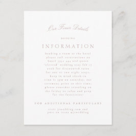 Roze Taupe Classic Elegant Formele Bruiloft Informatiekaartje