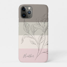 Roze Taupe Cream Color Block Bloemen gepersonalise Case-Mate iPhone Case