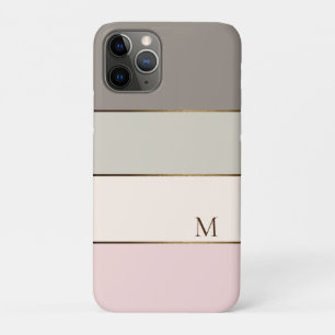 Roze Taupe Cream Gold Color Block Monogram Case-Mate iPhone Case