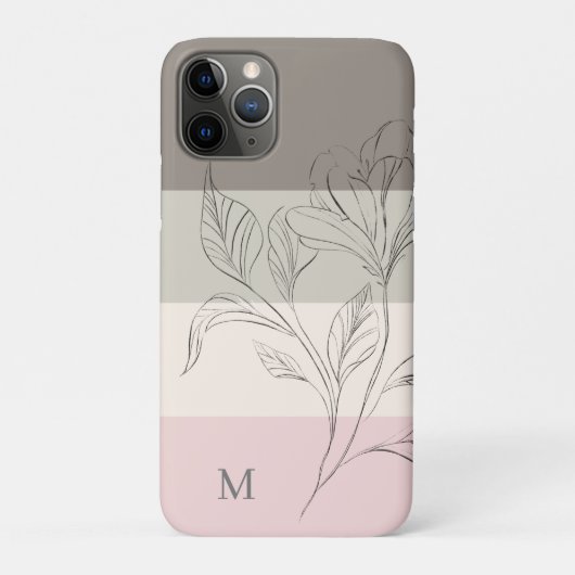 Roze Taupe Crème Kleurenblok Bloemenmonogram Case-Mate iPhone Case (Achterkant)