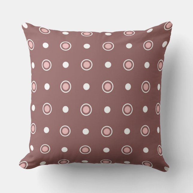 Roze Taupe  en witte stippen Kussen (Voorkant)