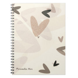 Roze & Taupe Harten Modern Chique Gepersonaliseerd Notitieboek