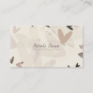 Roze & Taupe Harten Modern Chique Whimsical Visitekaartje
