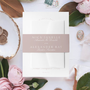 Roze Taupe Klassieke Kalligrafie Formele Bruiloft Uitnodigingen Wikkel