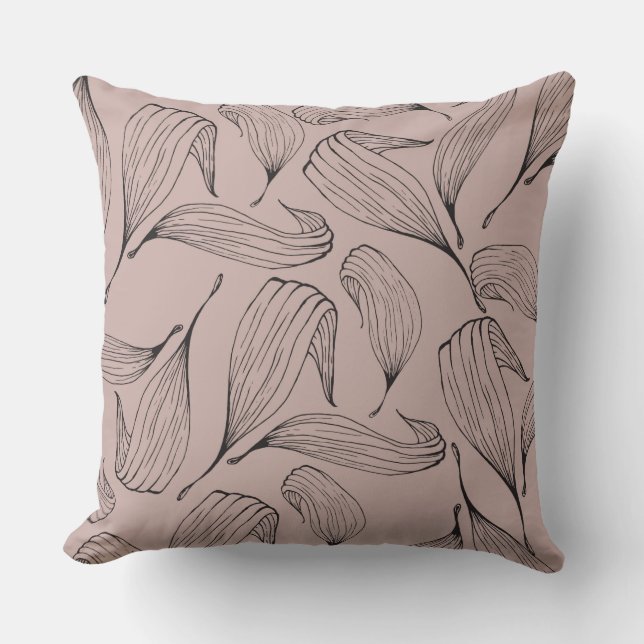 Roze Taupe omkeerbaar blad kussen (Voorkant)