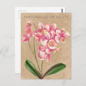 Roze Taupe Orchidee Waterverf Bloemstuk Persoonlij Briefkaart (Voorkant / Achterkant)