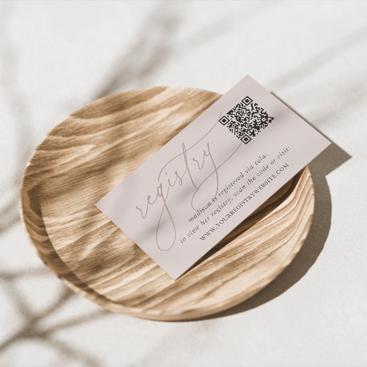 Roze Taupe Script Bridal of Baby shower Registry Informatiekaartje
