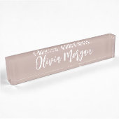 Roze Taupe Sketting Cursive Script Name Naambordje