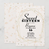 Roze Taupe-Stippen & Gold Geometric Modern Sweet 1 Kaart (Voorkant / Achterkant)