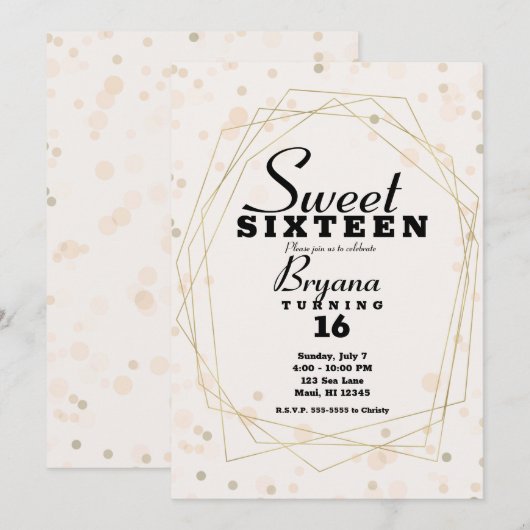 Roze Taupe-Stippen & Gold Geometric Modern Sweet 1 Kaart (Voorkant / Achterkant)