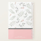 Roze Taupe Waterverf Floral 2019 gepersonaliseerd Planner (Achterkant)
