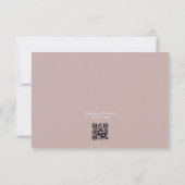 Roze Taupe Wit Eenvoudige QR Code Bruiloft Website RSVP Kaartje (Achterkant)