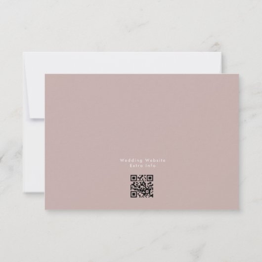 Roze Taupe Wit Eenvoudige QR Code Bruiloft Website RSVP Kaartje (Achterkant)