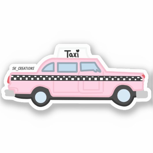 Roze Taxi Sticker (Voorkant)