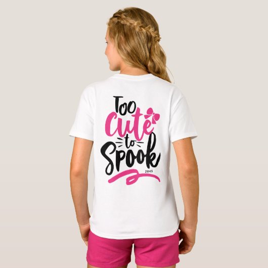 Roze Te Schattige om spookbelettering Halloween T-shirt (Achterkant volledig)