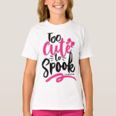 Roze Te Schattige om spookbelettering Halloween T-shirt (Voorkant)