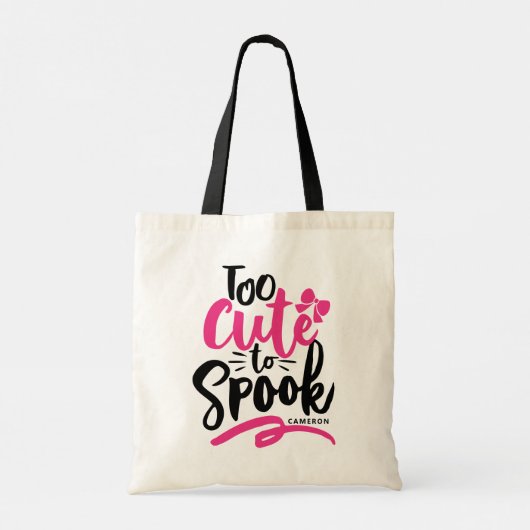 Roze Te Schattige om spookbelettering Halloween Tote Bag (Achterkant)