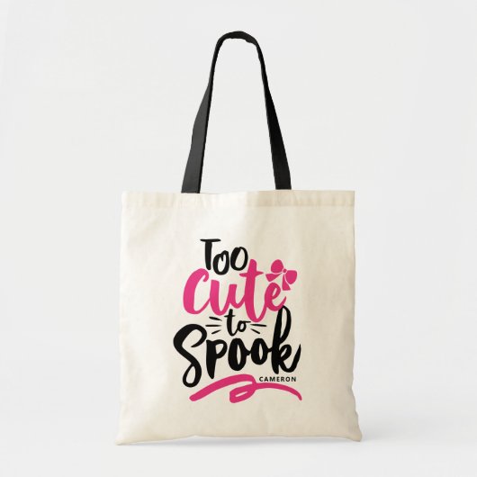 Roze Te Schattige om spookbelettering Halloween Tote Bag (Voorkant)