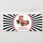 Roze Te Snel Racing Car Ticket Verjaardag Kaart (Achterkant)