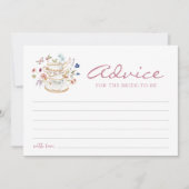 Roze Tea Party Advies Kaart (Voorkant)