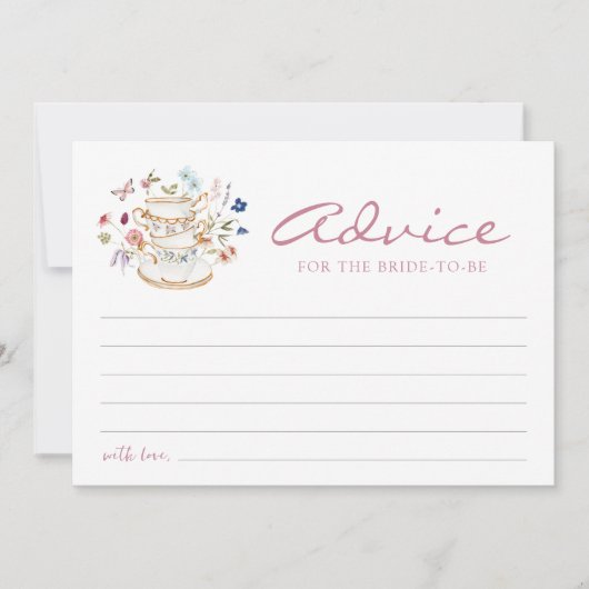 Roze Tea Party Advies Kaart (Voorkant)
