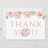 Roze Tea Party Baby shower Dank je wel kaart (Voorkant)