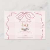 Roze Tea Party Baby shower Diapper Raffle Informatiekaartje (Voorkant)