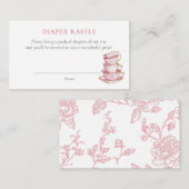Roze Tea Party Baby shower Luier Raffle Ticket Informatiekaartje (Voorkant / Achterkant)