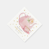 Roze Tea Party Baby shower Papieren servetten (Hoek)