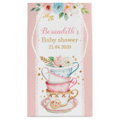 Roze Tea Party Baby shower Small Gift Bag Klein Cadeauzakje (Achterkant)