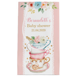 Roze Tea Party Baby shower Small Gift Bag Klein Cadeauzakje